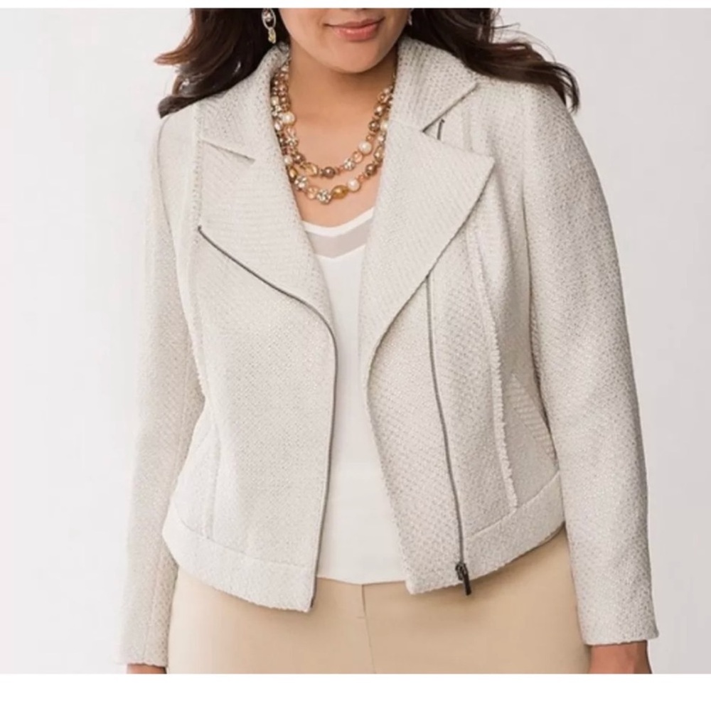 Lane Bryant Cream Tweed Moto Jacket Size 26 NWT - Picture 11 of 11